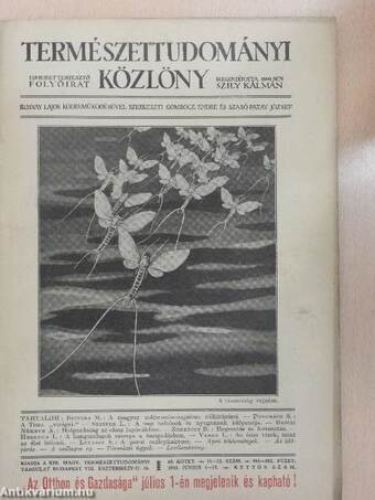 Természettudományi Közlöny 1933. június 1-15.