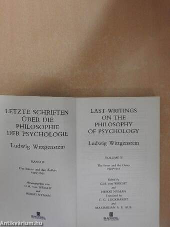 Last Writings on the Philosophy of Psychology 2/Letzte Schriften über die Philosophie der Psychologie 2