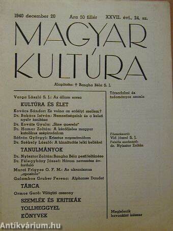 Magyar Kultúra 1940. december 20.