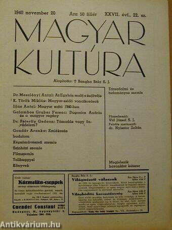 Magyar Kultúra 1940. november 20.