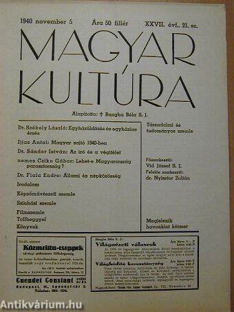 Magyar Kultúra 1940. október 20.