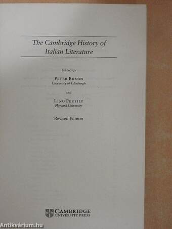 The Cambridge History of Italian Literature