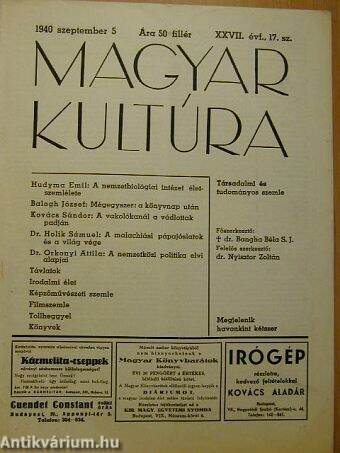 Magyar Kultúra 1940. szeptember 5.