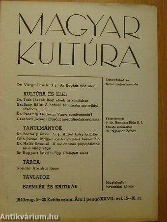 Magyar Kultúra 1940. augusztus 5-20.