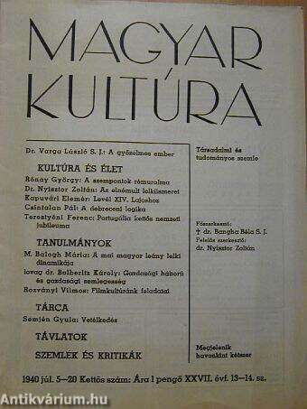 Magyar Kultúra 1940. július 5-20.