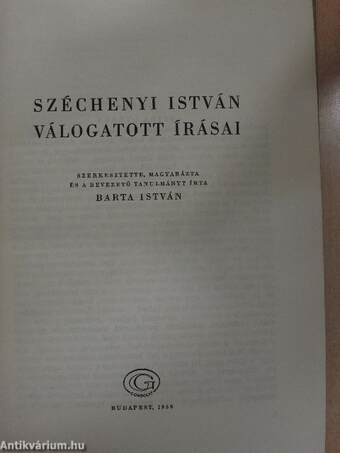 Széchenyi István válogatott írásai