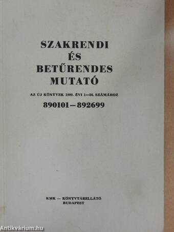 Szakrendi és betűrendes mutató az Új Könyvek 1989. évi 1-26. számához