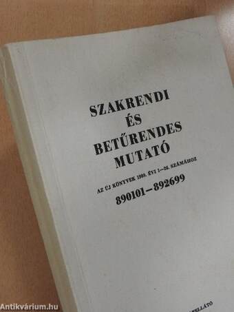 Szakrendi és betűrendes mutató az Új Könyvek 1989. évi 1-26. számához