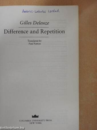 Difference and Repetition