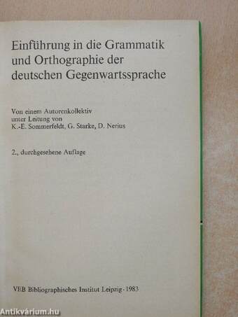 Einführung in die Grammatik und Orthographie der deutschen Gegenwartssprache