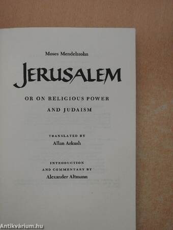 Jerusalem or On Religious Power and Judaism