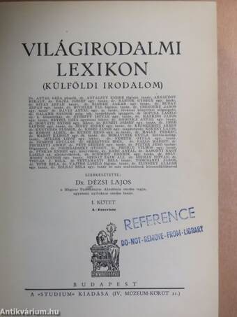 Világirodalmi Lexikon I-III.