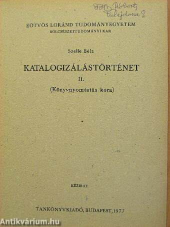 Katalogizálástörténet II.