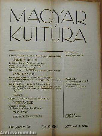 Magyar Kultúra 1938. február 20.
