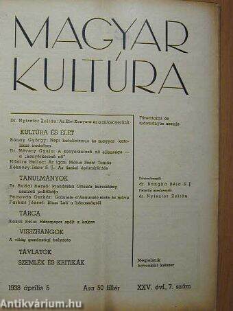 Magyar Kultúra 1938. április 5.