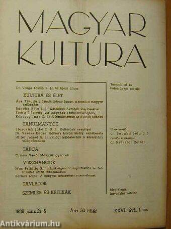 Magyar Kultúra 1939. január 5.