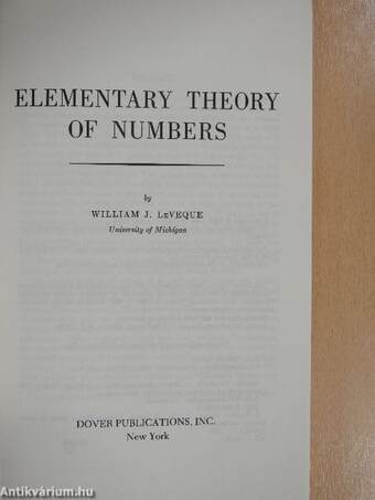 Elementary Theory of Numbers