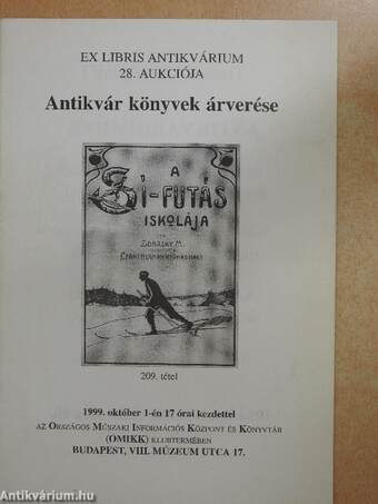 Ex Libris antikvárium 28. aukciója