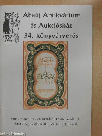 Abaúj Antikvárium és Aukciósház 34. könyvárverés