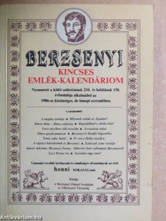 Berzsenyi Kincses emlék-kalendáriom 1986