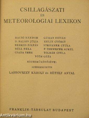 Csillagászati és Meteorológiai Lexikon