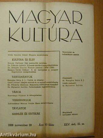 Magyar Kultúra 1938. november 20.