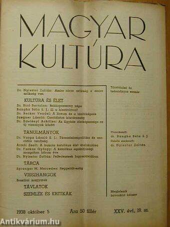 Magyar Kultúra 1938. október 5.