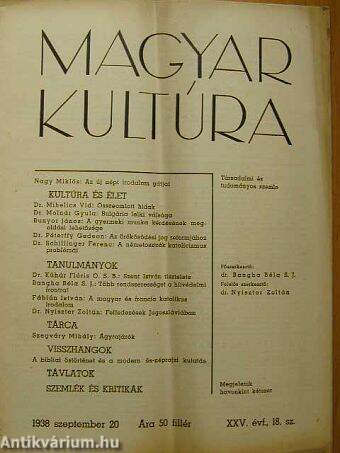 Magyar Kultúra 1938. szeptember 20.