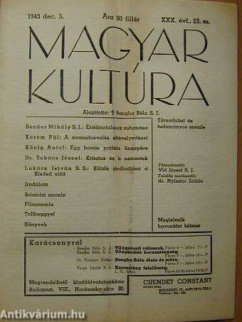 Magyar Kultúra 1943. december 5.