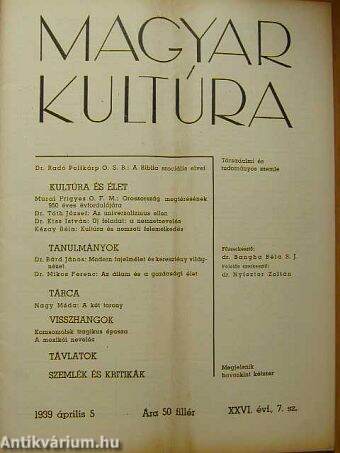 Magyar Kultúra 1939. április 5.