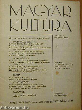 Magyar Kultúra 1939. július 5-20.
