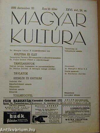 Magyar Kultúra 1939. december 20.