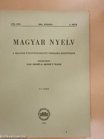 Magyar nyelv 1961/1-4.