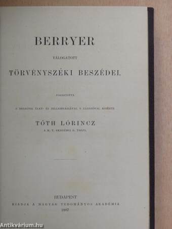 Berryer válogatott törvényszéki beszédei