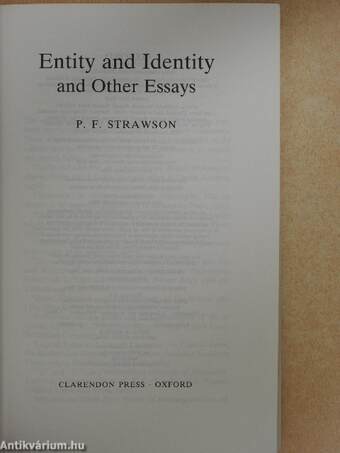 Entity and Identity and Other Essays