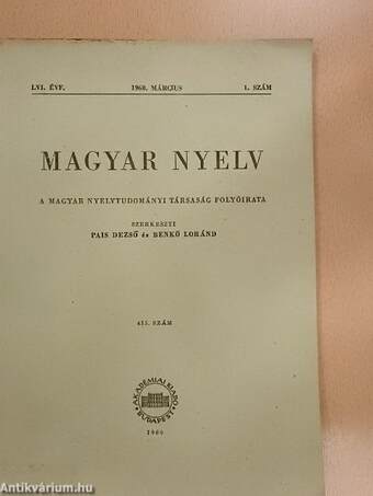 Magyar nyelv 1960/1-4.