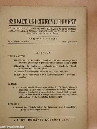 Szovjetjogi cikkgyüjtemény 1952. június