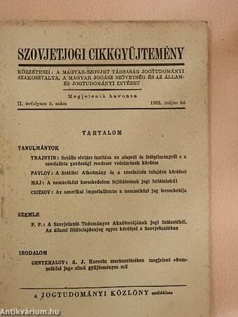 Szovjetjogi cikkgyüjtemény 1952. május