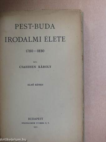 Pest-Buda irodalmi élete I.