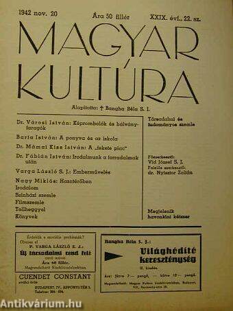 Magyar Kultúra 1942. november 20.