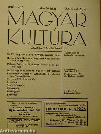 Magyar Kultúra 1942. november 5.