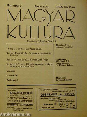 Magyar Kultúra 1942. szeptember 5.