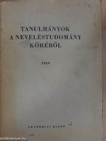 Tanulmányok a neveléstudomány köréből 1959