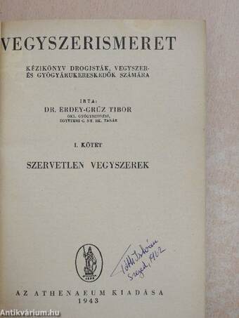 Vegyszerismeret I.