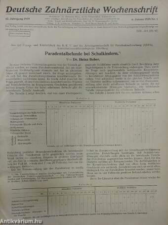 Deutsche Zahnärztliche Wochenschrift 1939. januar-dezember