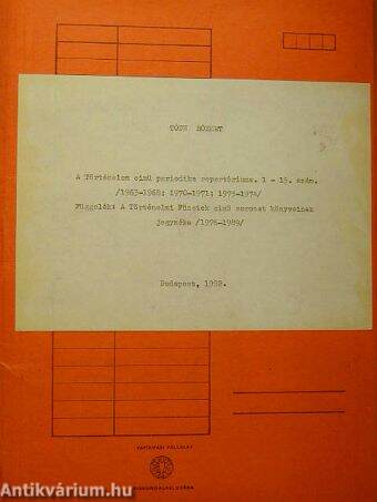 A Történelem című periodika repertóriuma 1-13. szám (1963-1968; 1970-1971; 1973-1974.)