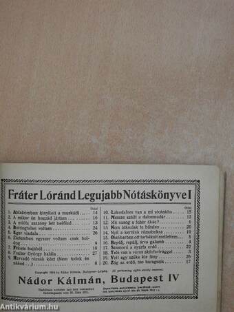 Fráter Lóránd Legujabb Nótáskönyve I.