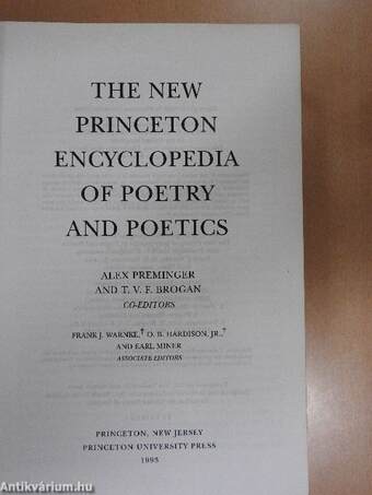 The New Princeton Encyclopedia of Poetry and Poetics