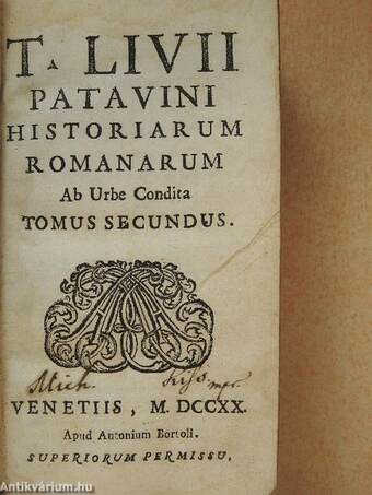 T. Livii Patavini historiarum romanarum II. (töredék)