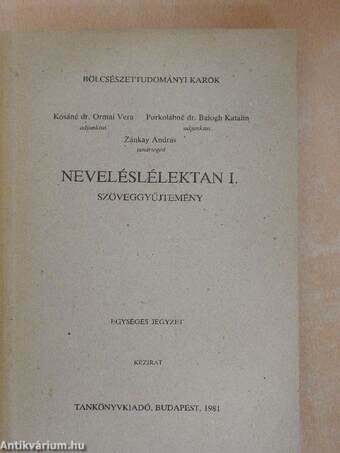 Neveléslélektan I.